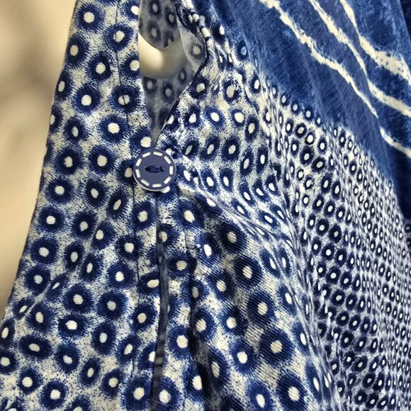 Chico's Cold Shoulder Batik Look Short Sleeve Cotton Shirt Size 3 - Picture 4 of 6